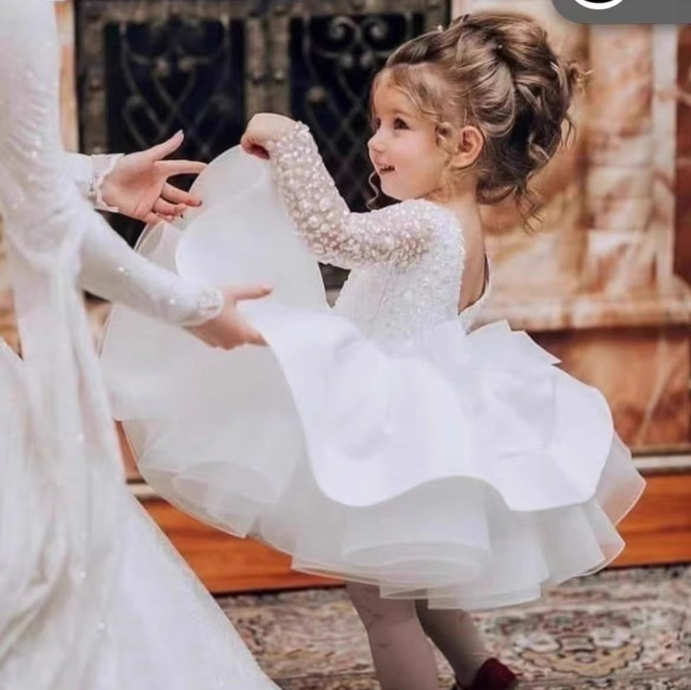 Balta, kupla kleita meitenei, 110 izmērs, 20 izmērs, svētku kleita meitenei, grezna kleita meitenei