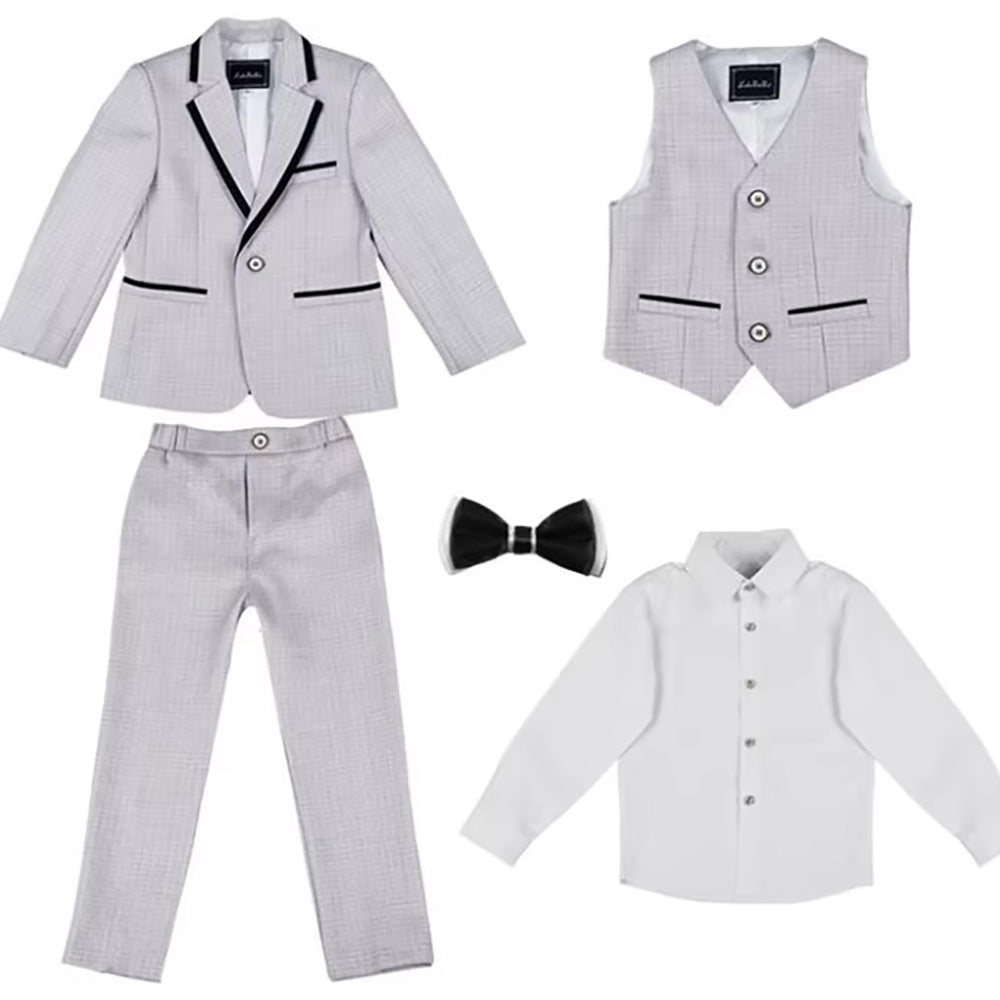 Slim fit bērnu uzvalks gaiši pelēks - Bazilio