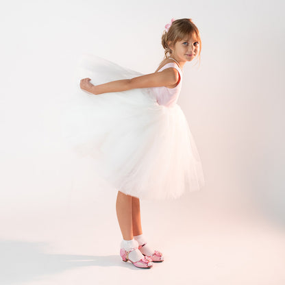 Premium svētku kleita meitenei balti rozā