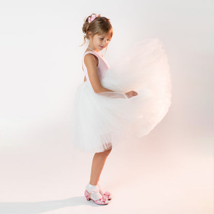 Premium svētku kleita meitenei balti rozā