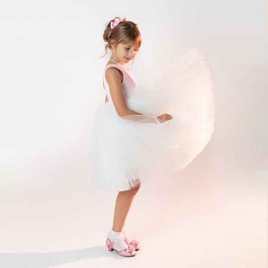 Premium svētku kleita meitenei balti rozā