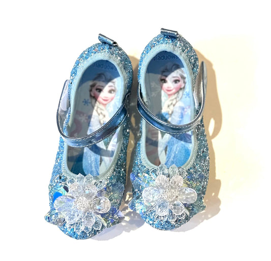 Frozen Elzas kurpītes ar kristāliem zilas - Bazilio