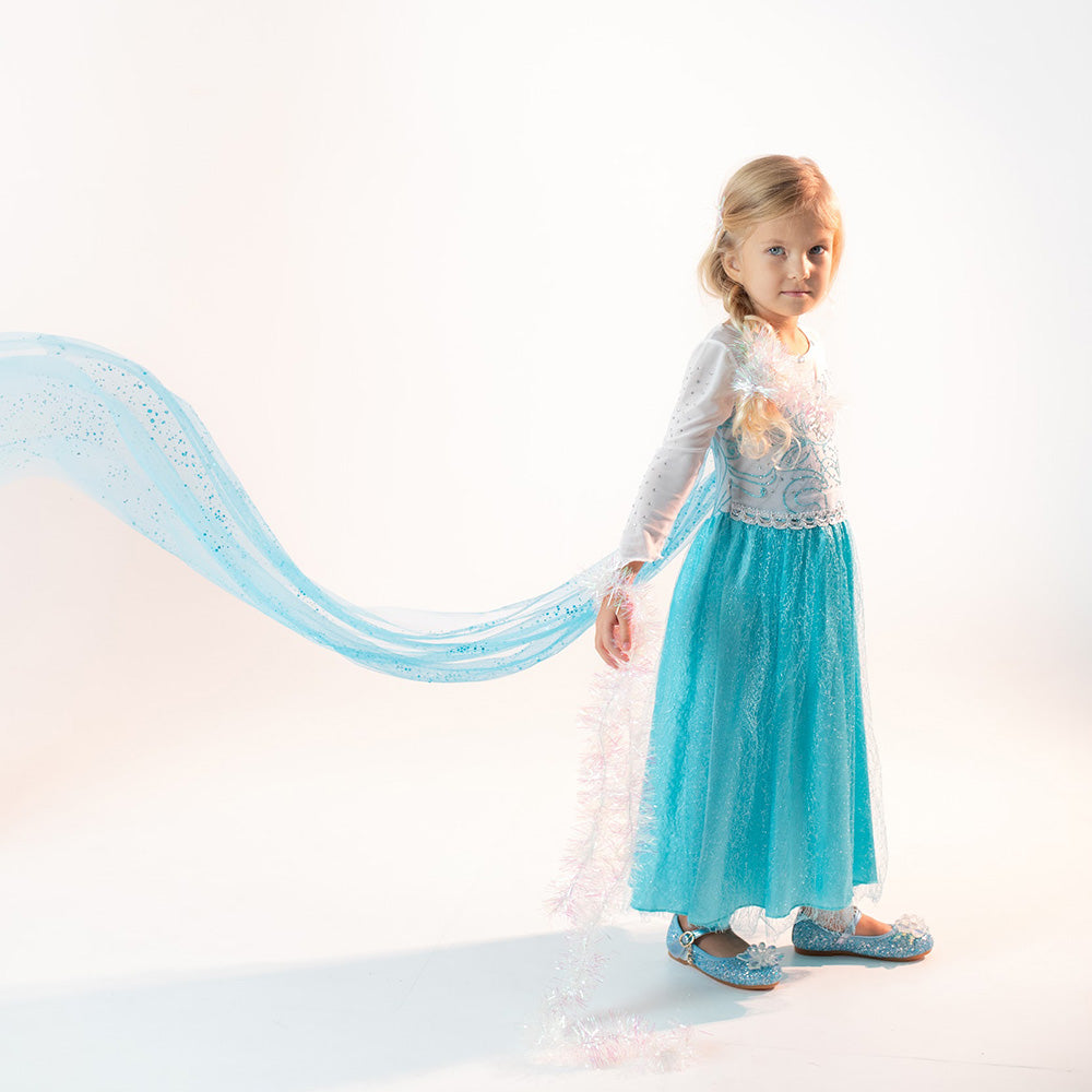 Tirkīzzila svētku kleita ar garu apmetni bērniem