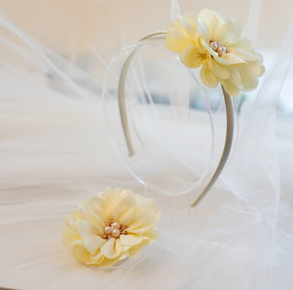 Matu aksesuāri gaiši dzeltenā krāsā