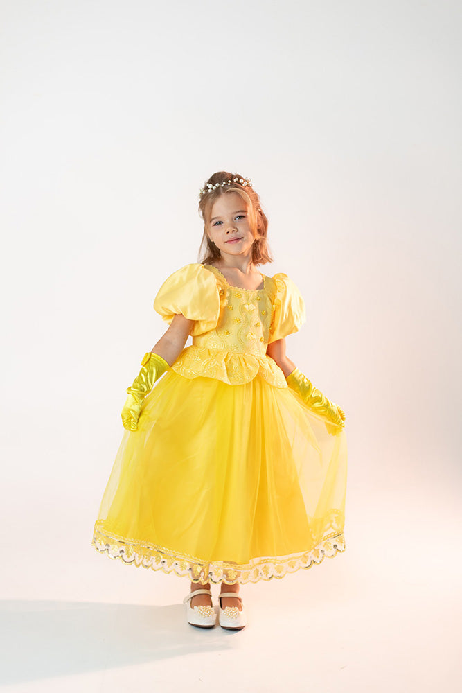 Gara princeses Bellas kleita dzeltena