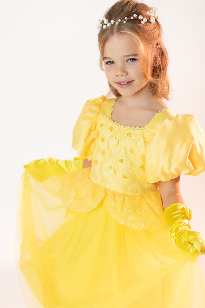 Gara princeses Bellas kleita dzeltena