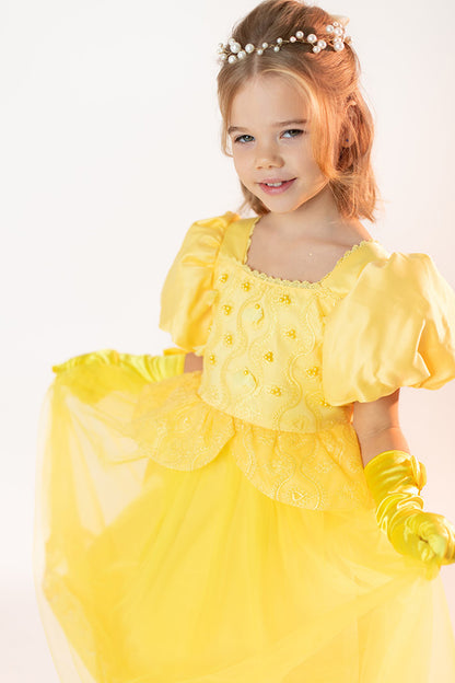Gara princeses Bellas kleita dzeltena
