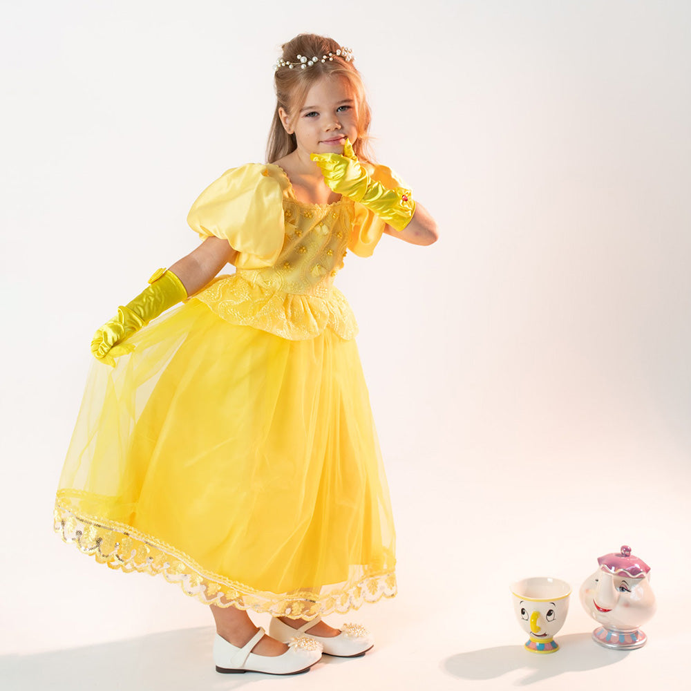 Gara princeses Bellas kleita dzeltena