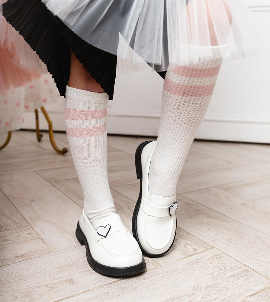 Pusgarās zeķes meitenēm ar svītrām 5 - 8 gadi - Bazilio